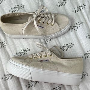 Superga cream platform sneaker 7.5